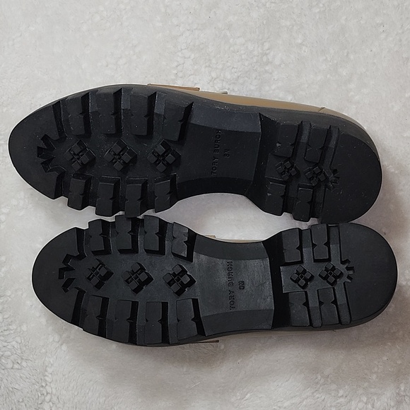 Tory Burch Mini Everly Chunky Loafers  white and brown colorblock gold hardware - Picture 13 of 16